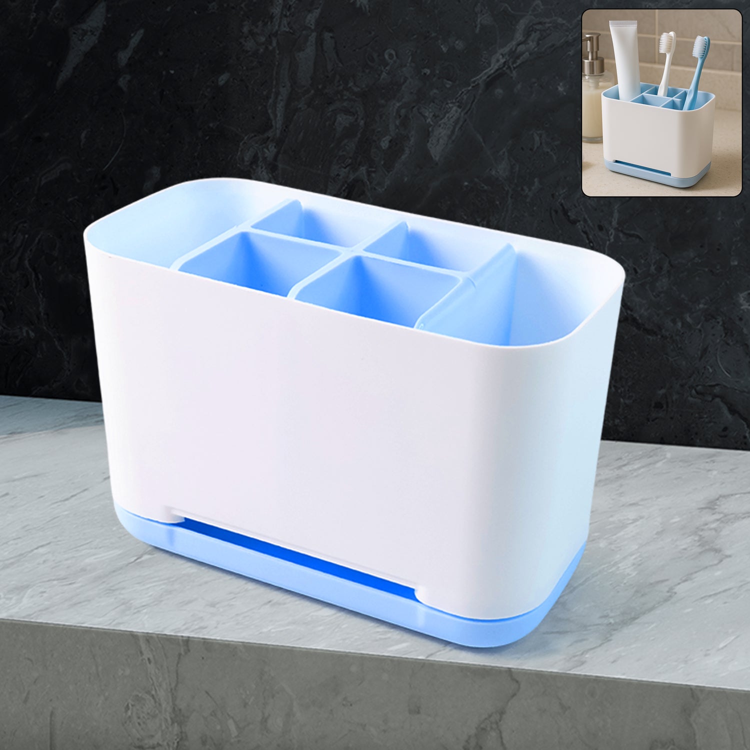 6 Compartment Multi Purpose Organizer Toothbrush Holder Stand Plastic Caddy (1 Pc) 6 Compartment Multi Purpose Organizer Toothbrush Holder Stand Plastic Caddy (1 Pc)